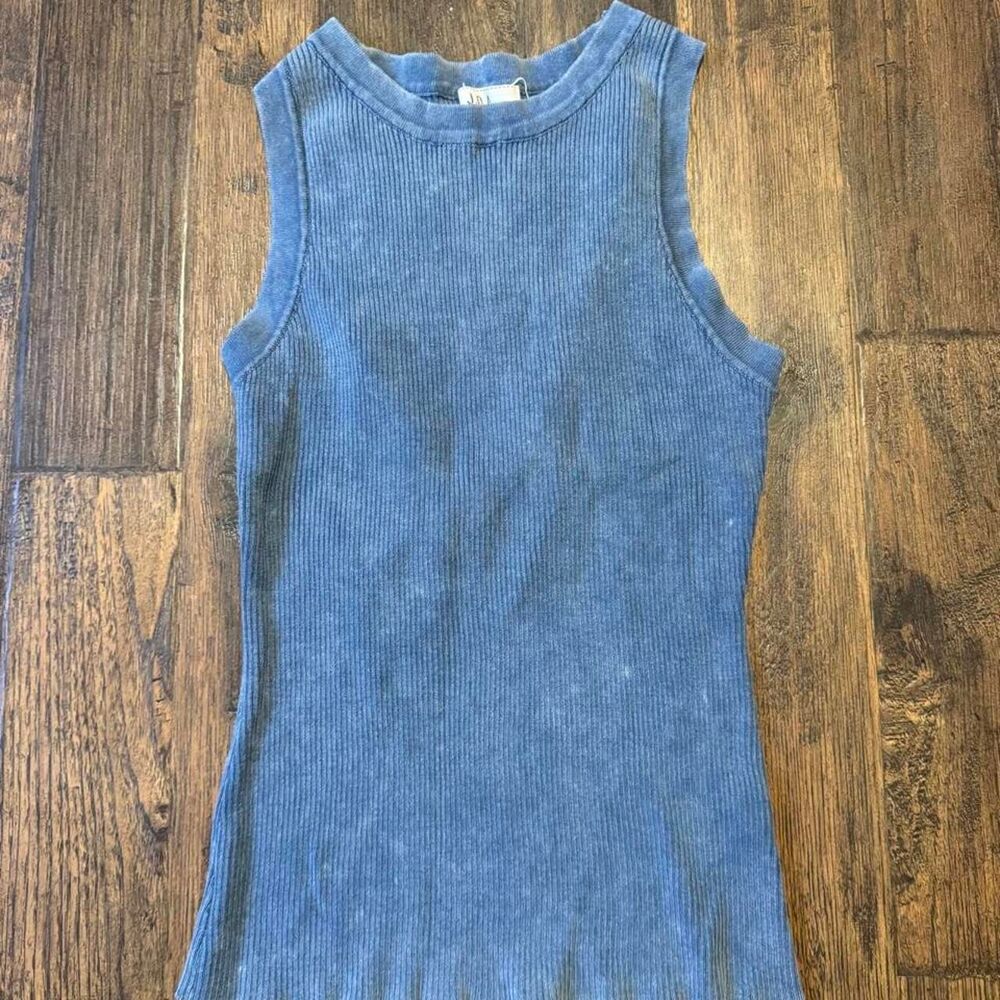 JOA Ribbed Knit High Neck Acid Was Tank Top Size L